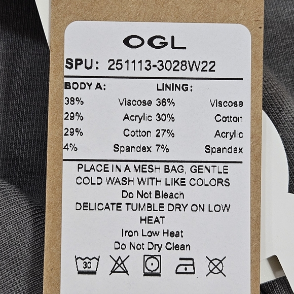 OGL Charcoal Long Sleeve Top with Built-in Bra - Picture 7 of 10